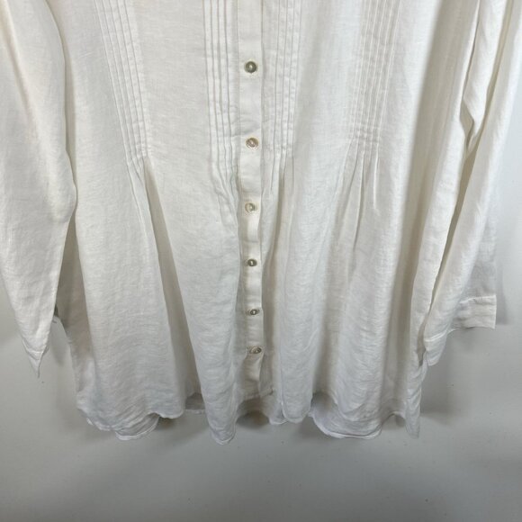 J.Jill Womens Love 100% Linen Long Sleeve Button-Front White Shirt Dress XL‎ - Picture 3 of 9